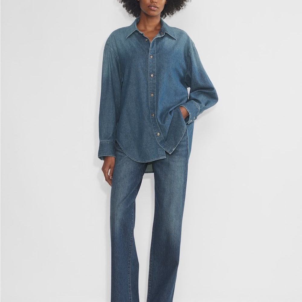 NWT Aritzia 90s Classic Denim Shirt in Dark Bleu